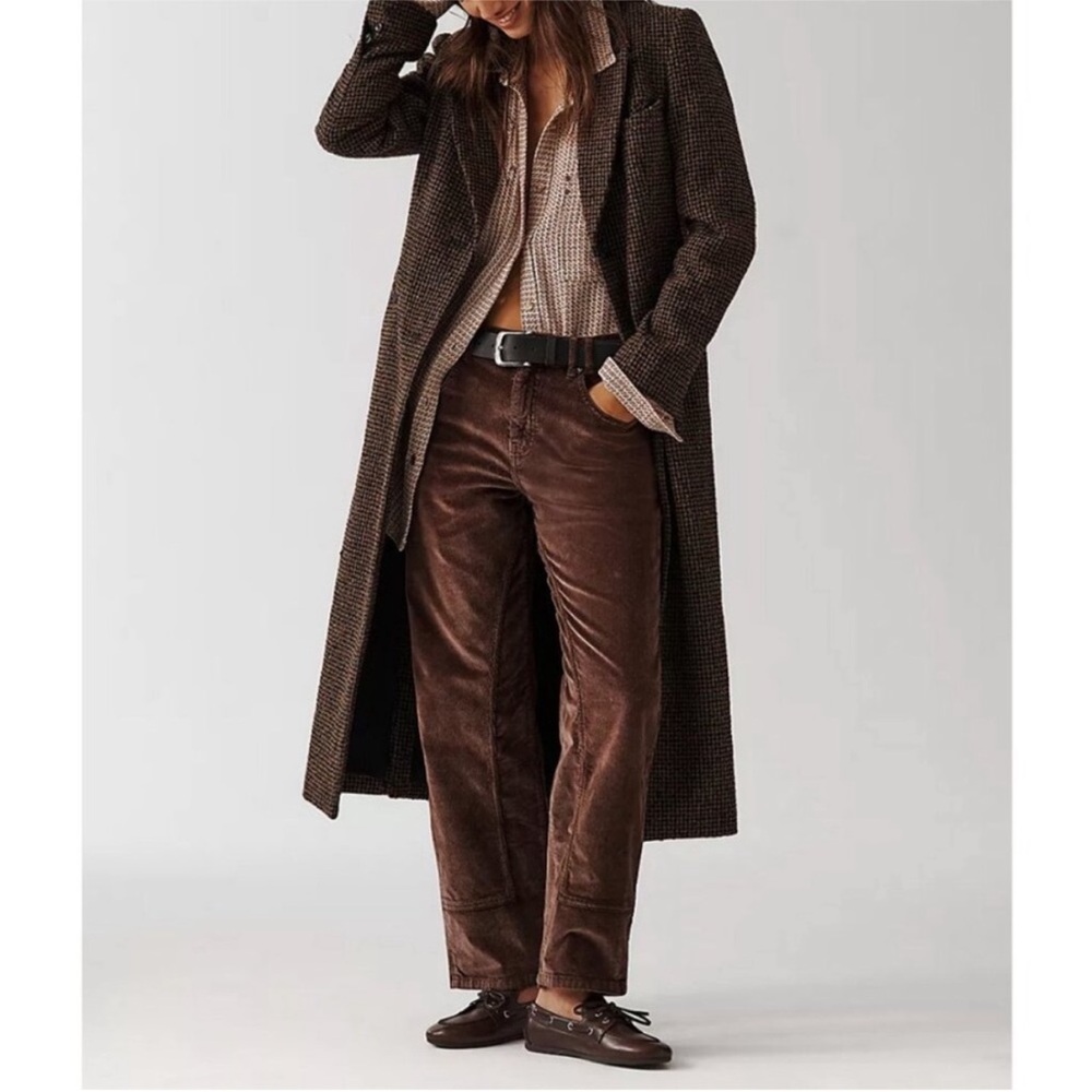 Free People Brown Corduroy Risk Taker mid rise jeans